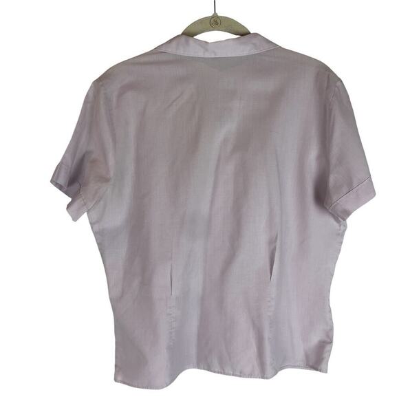 Vintage short sleeve button front blouse pin tuck accents - Picture 4 of 5